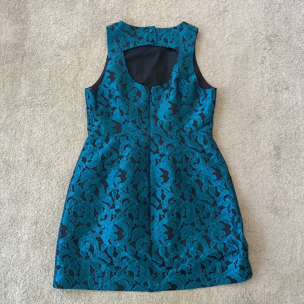 Tabitha Dress Anthropologie Ottava Black Blue Teal Floral Cocktail Party - 12 - Picture 7 of 11